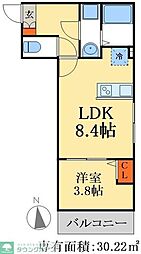 JR武蔵野線 三郷駅 徒歩6分の賃貸アパート 1階1LDKの間取り