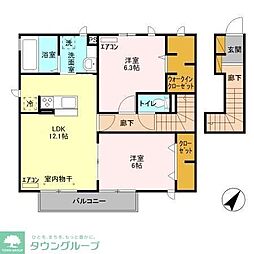 チェリーコートIII 2階2LDKの間取り