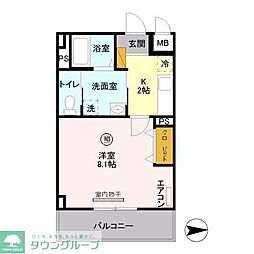 スフィア 6階1Kの間取り