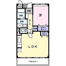 グラン　ボヌール　I 2階1LDKの間取り
