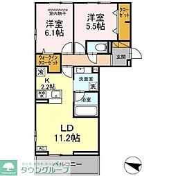 リシェスみのり台　A・B・C　C棟 3階2LDKの間取り