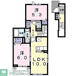 サンセット 2階2LDKの間取り