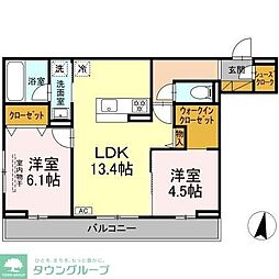 グレイスフルコート雅 2LDKの間取図画像