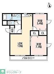 グランド・カオル1番館 2LDKの間取図画像