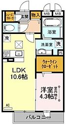 Riche 1LDKの間取図画像