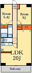 メゾンイソップ新松戸 2LDKの間取図画像
