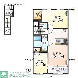 (仮称) 野田市なみき3丁目アパート 2LDKの間取図画像