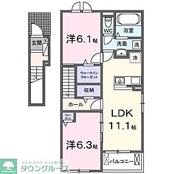 西白井4丁目アパート(028573101) 2LDKの間取図画像