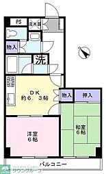 ビューパレス美野里 2DKの間取図画像
