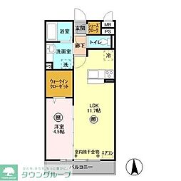 メルヴェーユ三郷中央C 1LDKの間取図画像