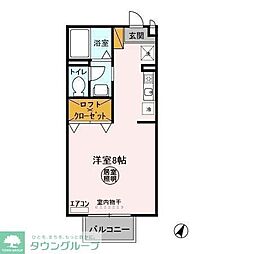 ランセ今谷C棟 ワンルームの間取図画像
