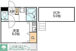 イーストヒルズ柏 ワンルームの間取図画像