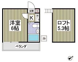 松戸berry 1Kの間取図画像