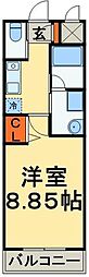 ライフ我孫子 1Kの間取図画像
