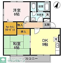 セントラルハイムA 2DKの間取図画像