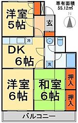 ヴェルディ壱番館 3DKの間取図画像