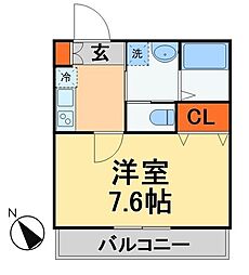 キャメル新松戸2A 1Kの間取図画像