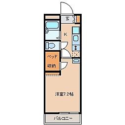 西武新宿線 花小金井駅 徒歩21分の賃貸アパート 4階1Kの間取り