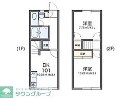 レオパレス西久保 1階2DKの間取り