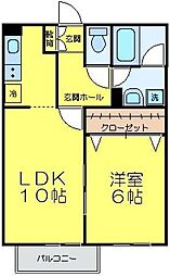 西武池袋線 所沢駅 徒歩15分の賃貸アパート 1階1LDKの間取り