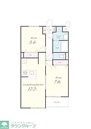 ルミネ中央 2階2LDKの間取り