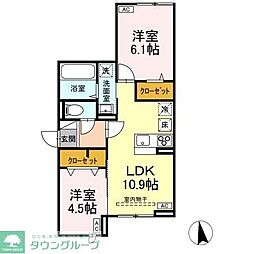 アセットコート貫井北町Ｂ 1階2LDKの間取り