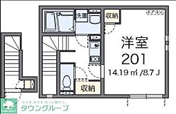 クレイノアルヴィータ 2階1Kの間取り