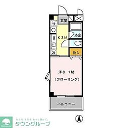 秋津中央ビル 2階1Kの間取り