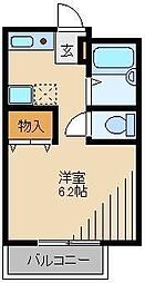 ゼピュロス東伏見 1階1Kの間取り