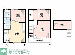 JR武蔵野線 新秋津駅 徒歩20分の賃貸テラスハウス 1階3DKの間取り