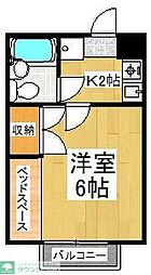 ソレイユカーザ 3階1Kの間取り