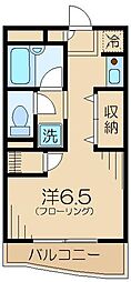 パルクルーエ 2階1Kの間取り