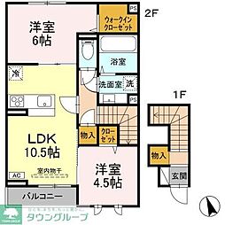 グランツ久米川 2階2LDKの間取り