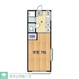 リリーフハイツ 2階1Kの間取り