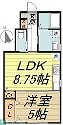 京王井の頭線 久我山駅 徒歩7分の賃貸アパート 1階1LDKの間取り