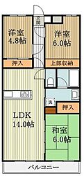 グレースコート 3階3LDKの間取り