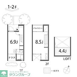 Kフラット 1階1DKの間取り
