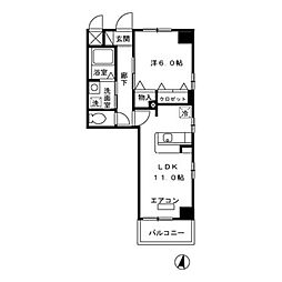 ベース・ブリッジ 1LDKの間取図画像