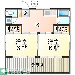 第1葵荘 2Kの間取図画像
