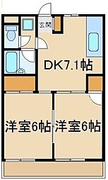 富士見ハイツ 2DKの間取図画像