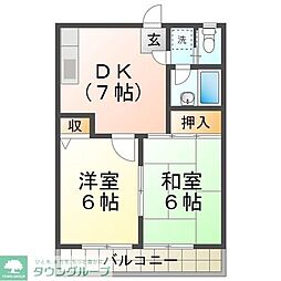 プラムハイツ 2DKの間取図画像