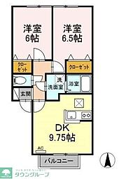メゾンアプリコット 2DKの間取図画像