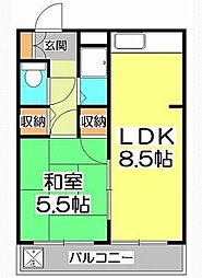 エクスクルーシヴ久留米 1LDKの間取図画像