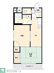 カエサル花小金井 2DKの間取図画像