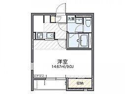 レオネクストカーサフローラ 1Kの間取図画像