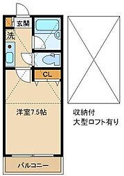 クレセントハイツサウス3 1Kの間取図画像