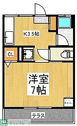 不二家ハイツ 1Kの間取図画像