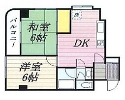 キャッスルミヤザキ 2DKの間取図画像
