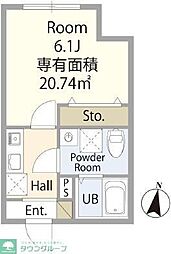 東村山市萩山町4丁目アパート 1Kの間取図画像