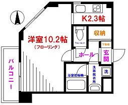 ドゥーエ武蔵小金井 1Kの間取図画像